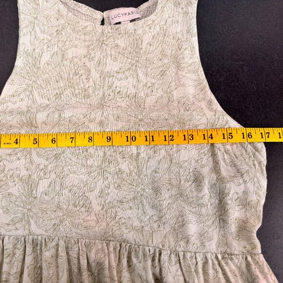 Lucy Paris Lyna Halter Midi Dress Green Floral Smocked Top Lined Size LG Pockets - Picture 12 of 13